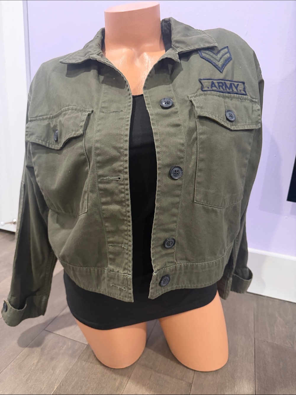Forever 21 Olive Green Cropped Utility Jacket